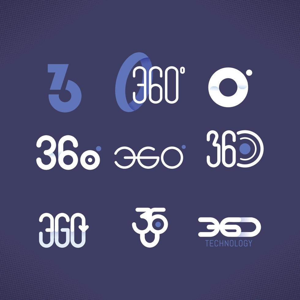 conjunto de logotipo de plantilla de tecnología 360 vector