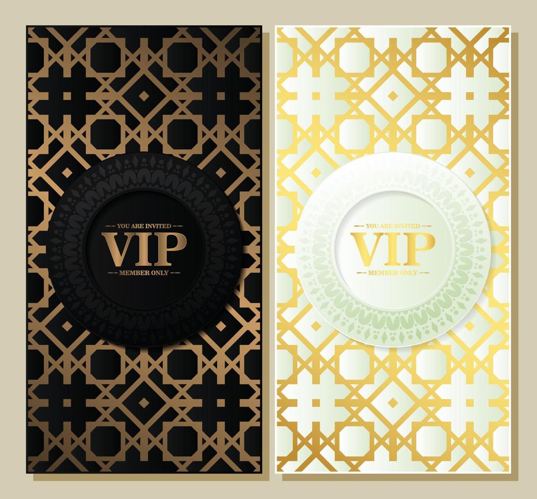 luxury white and black VIP card ornament pattern vector