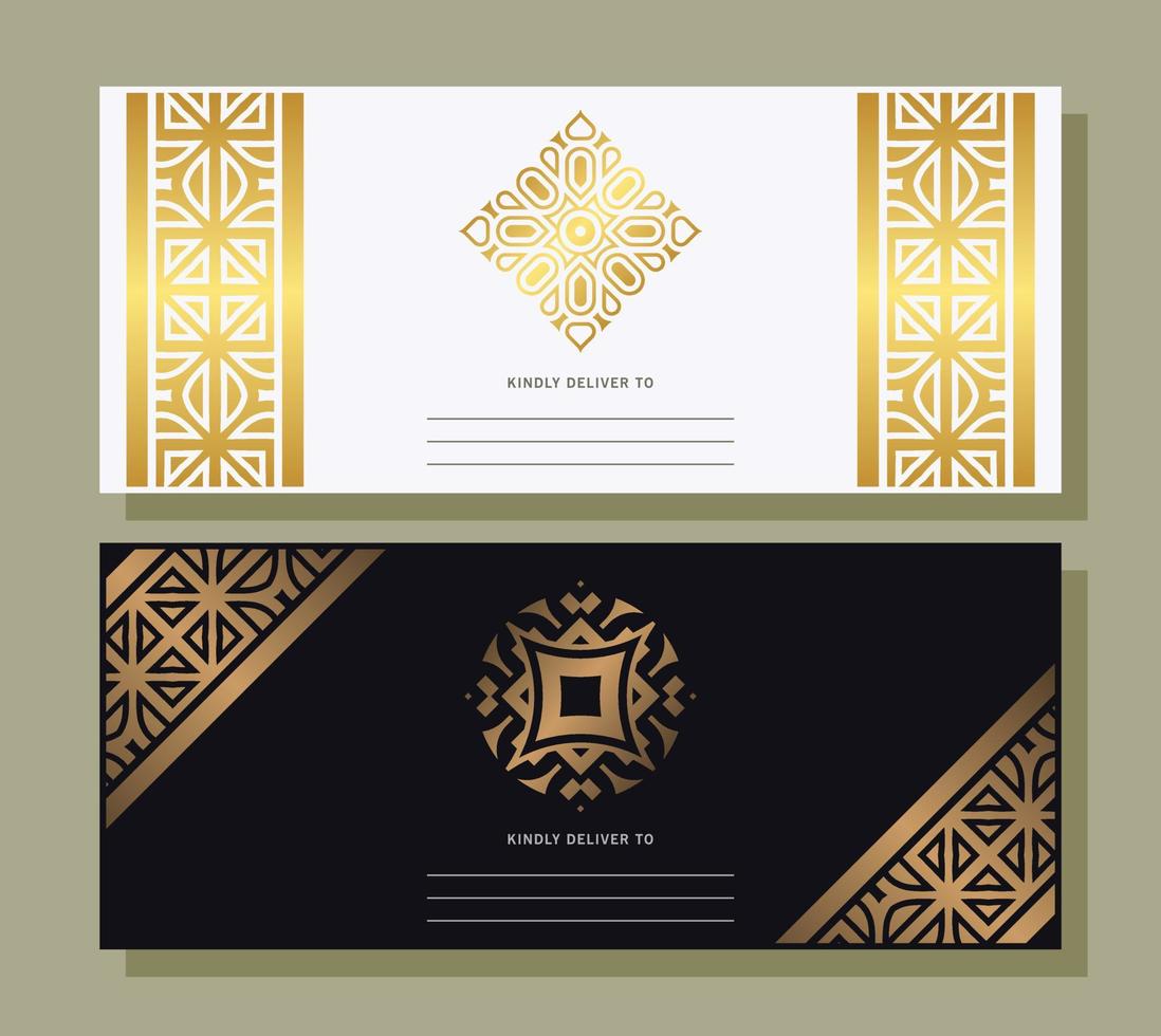 plantilla de tarjeta de invitación de vector dorado vintage de lujo