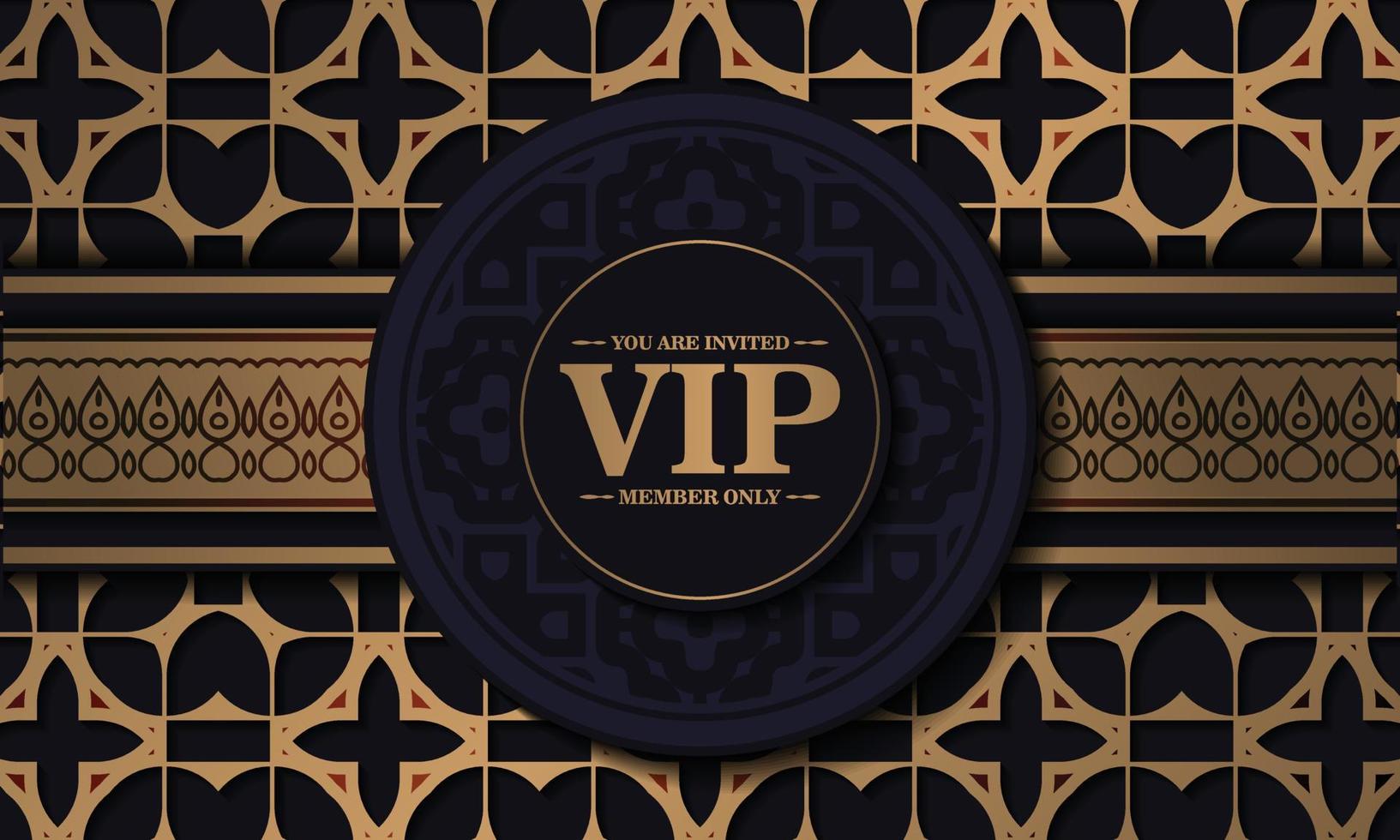 luxury dark vip card in ornament texture vector