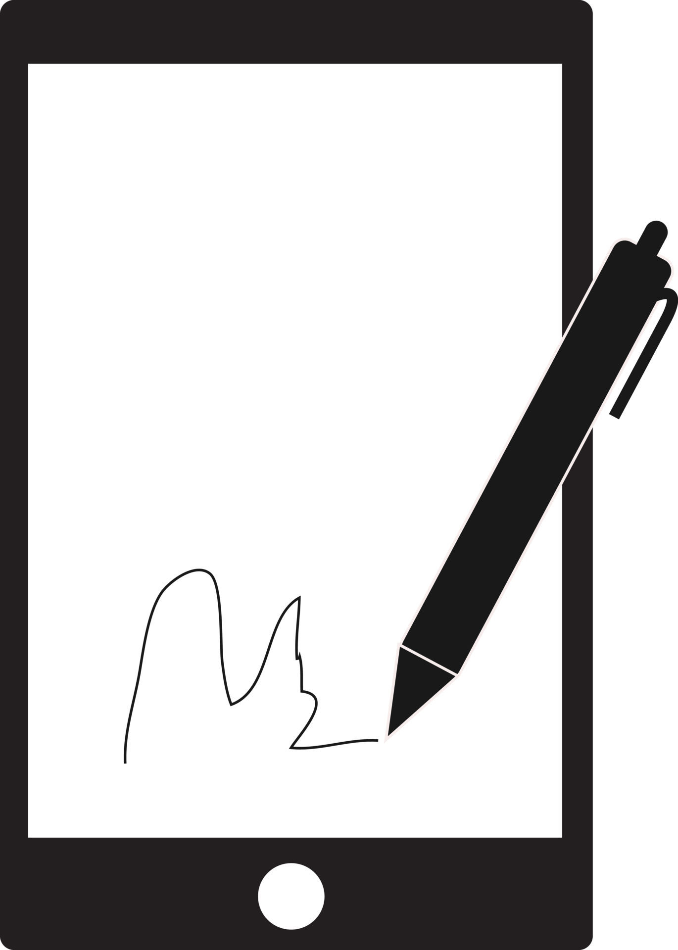 digital signature with stylus pen and mobile phone on white background. digital signature sign