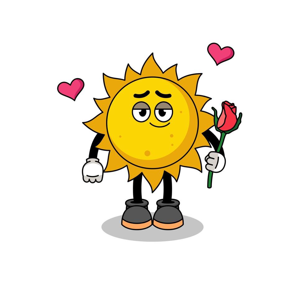 mascota del sol enamorándose vector