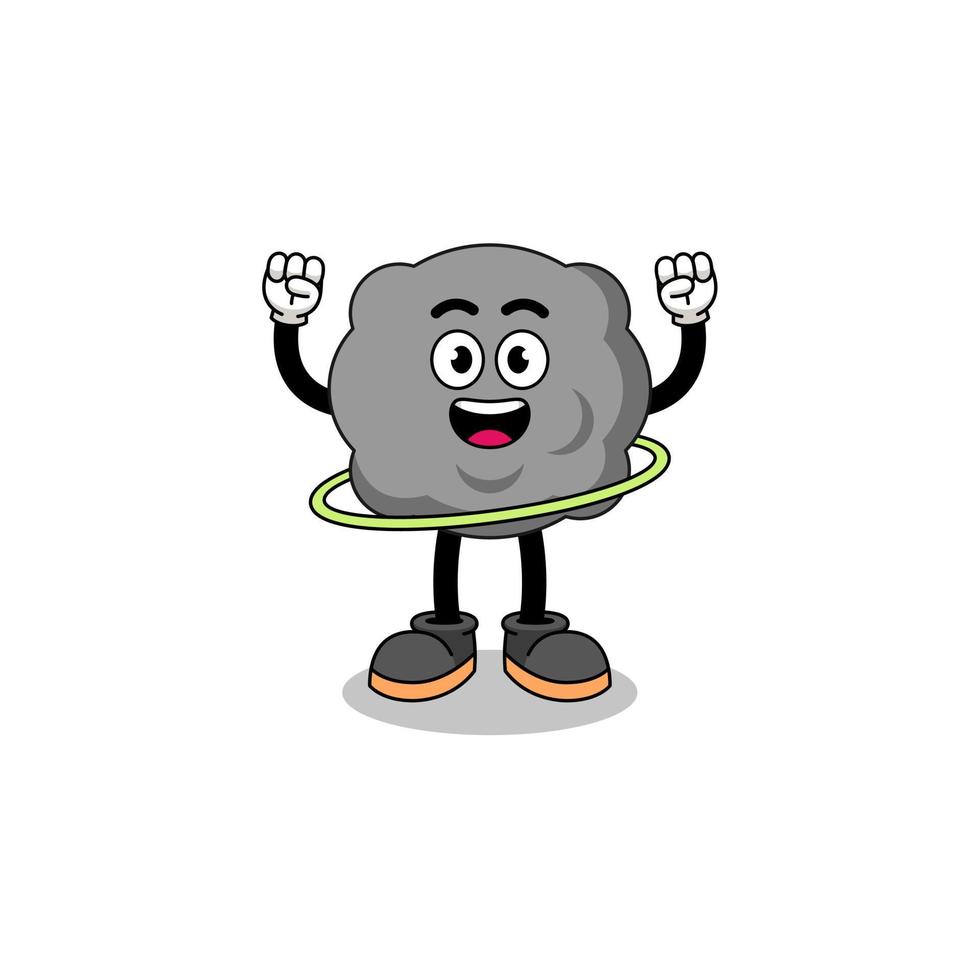 Character Illustration of dark cloud playing hula hoop vector