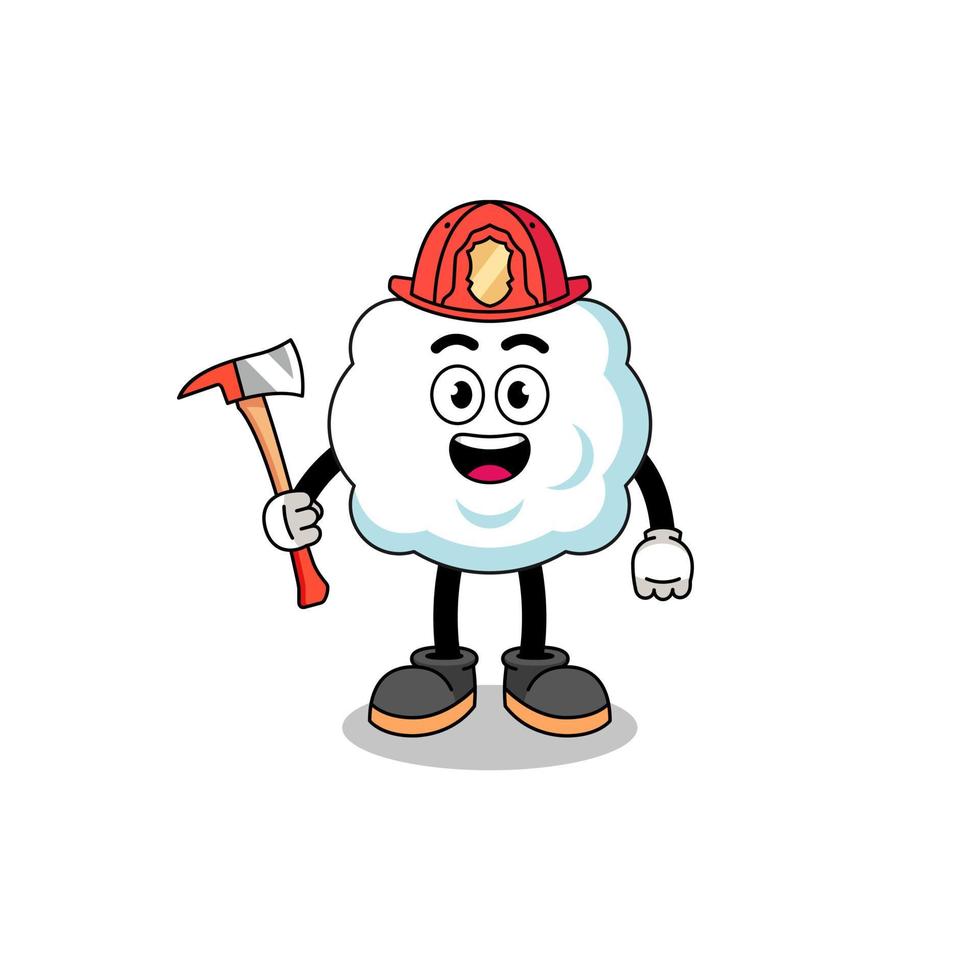 Cartoon mascot of cloud firefighter vector