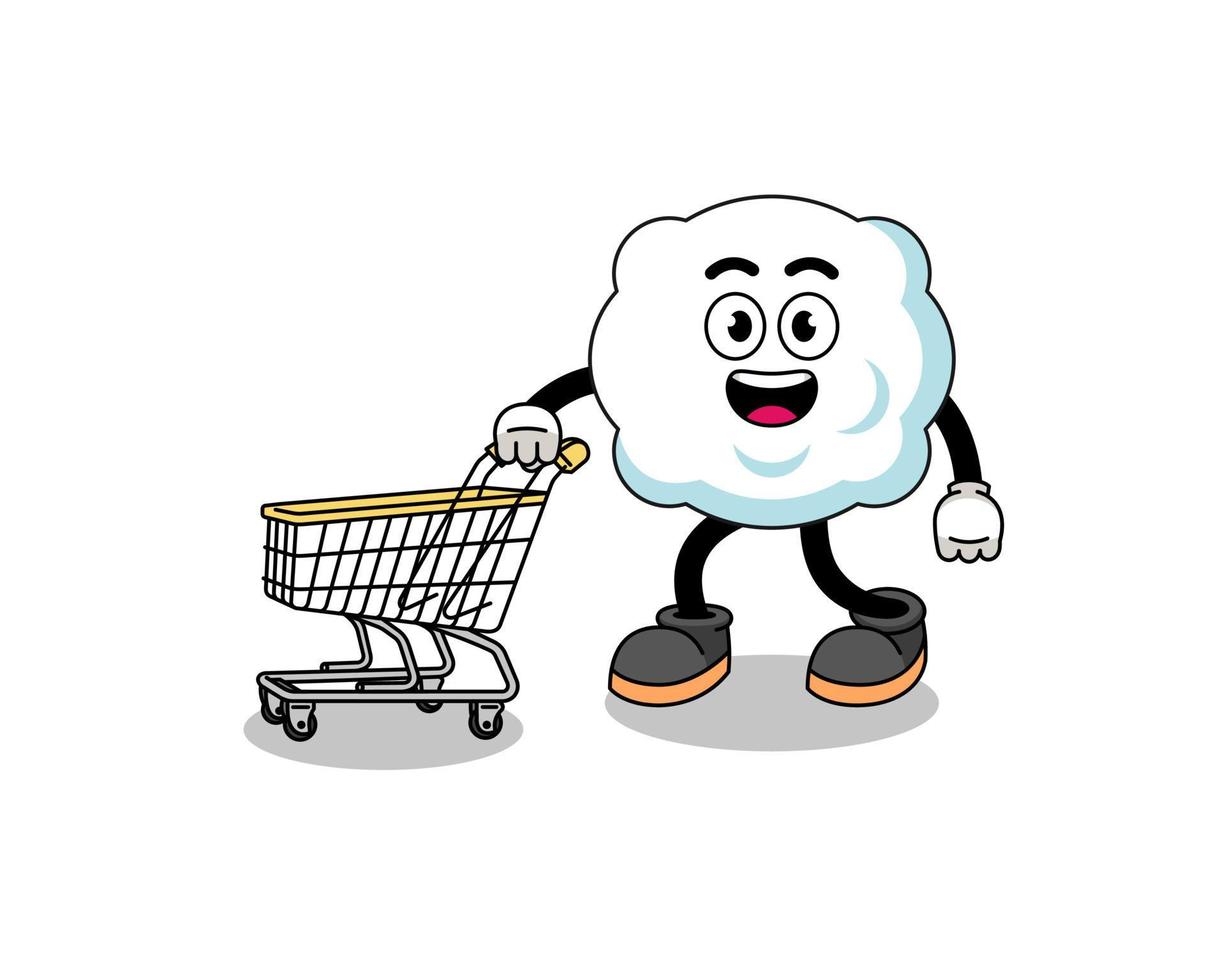 Cartoon of cloud holding a shopping trolley vector