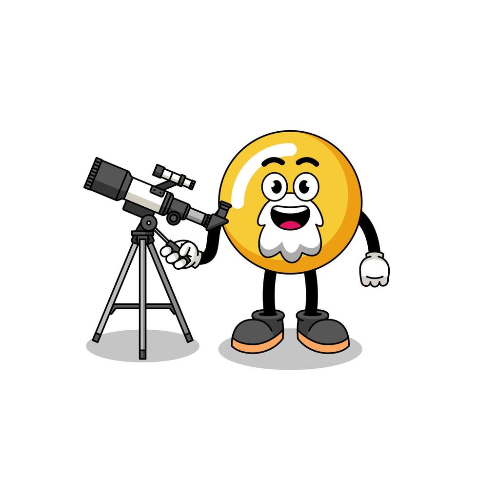 Illustration of egg yolk mascot as an astronomer vector