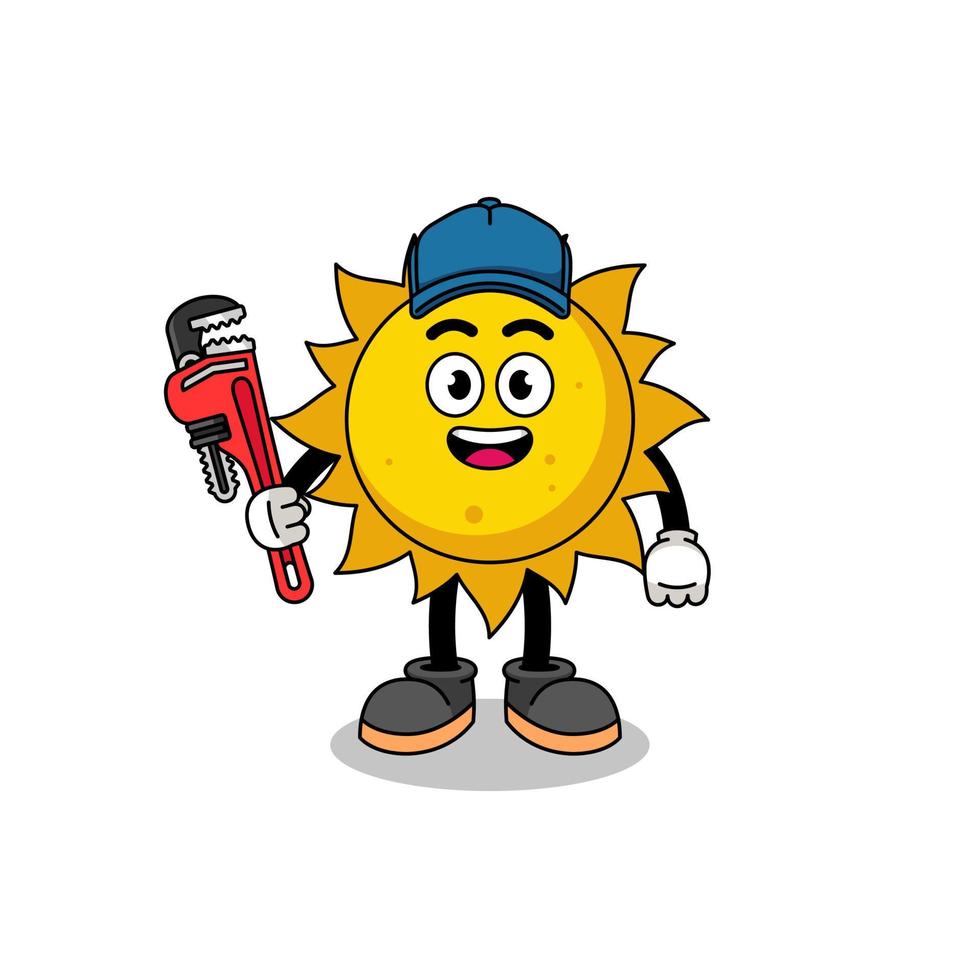 sun illustration cartoon as a plumber vector