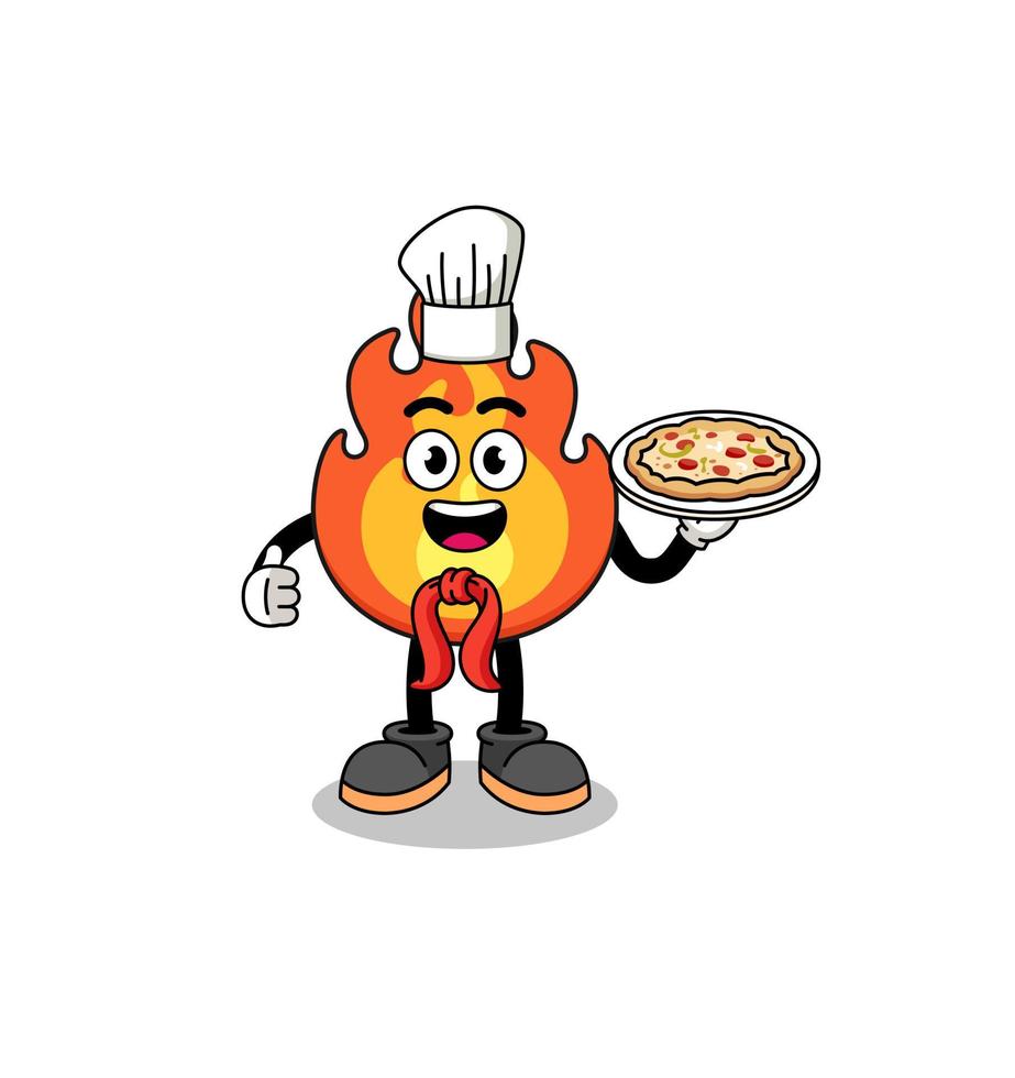 Illustration of fire as an italian chef vector