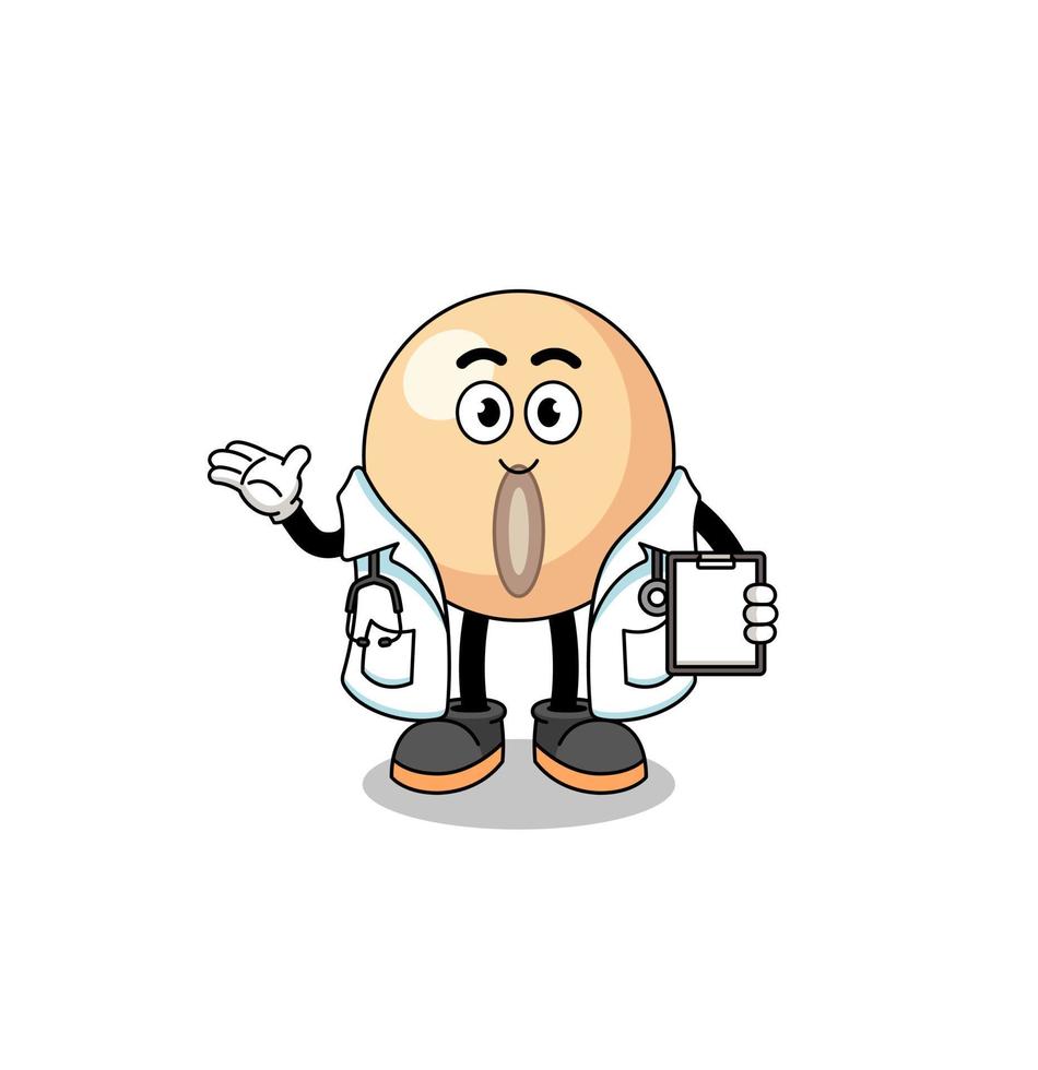 Cartoon mascot of soy bean doctor vector