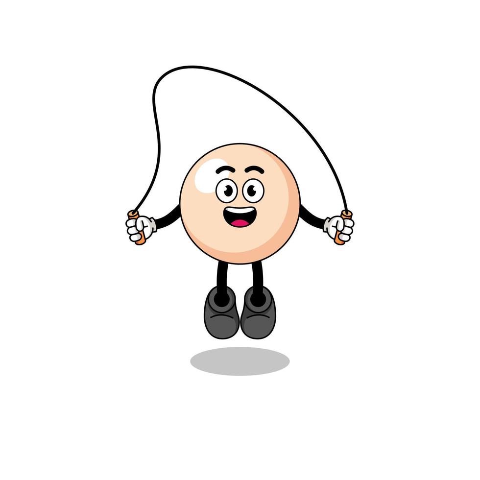 pearl mascot cartoon is playing skipping rope vector