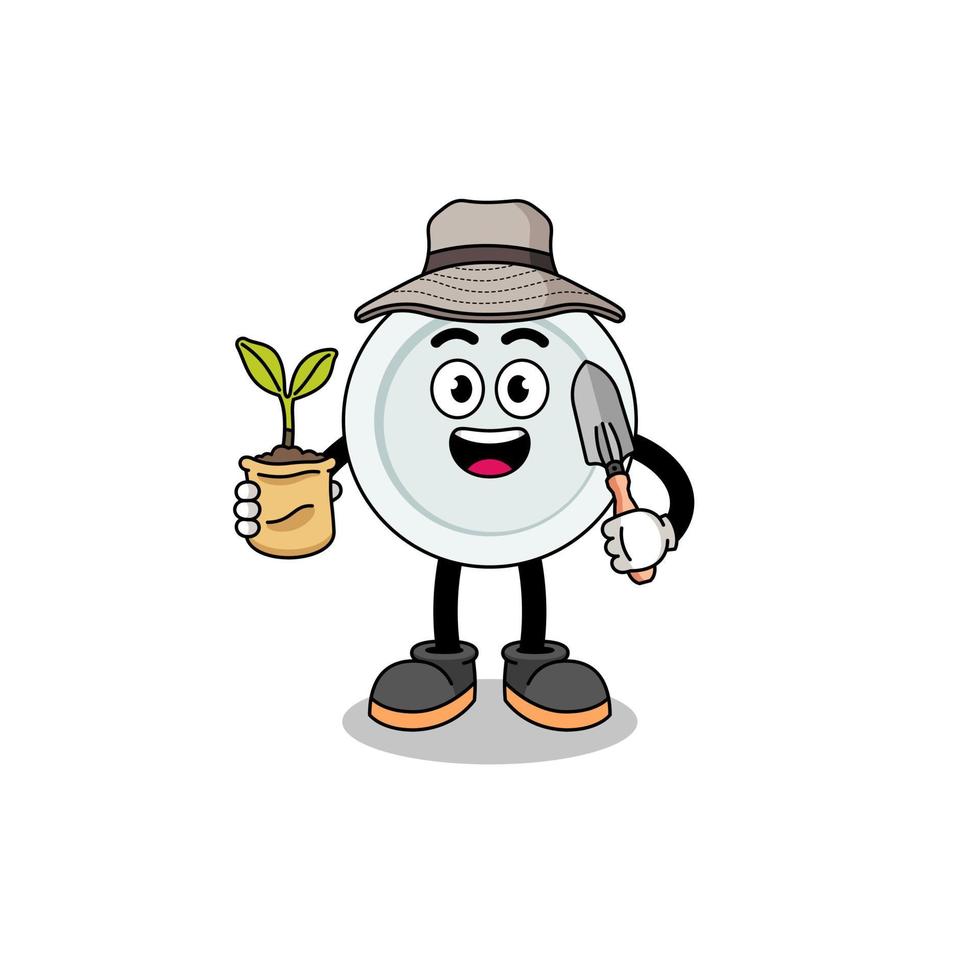 Illustration of plate cartoon holding a plant seed vector