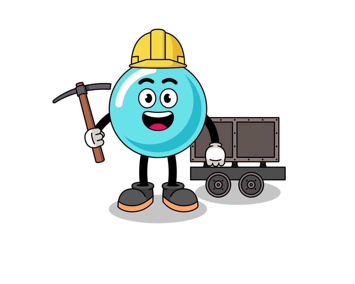 ilustración de la mascota del minero de burbujas vector