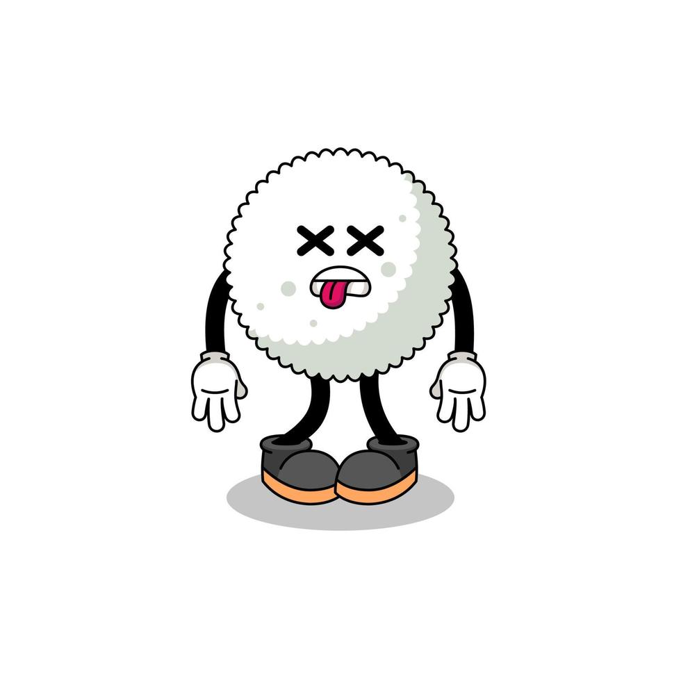 rice ball mascot illustration is dead vector