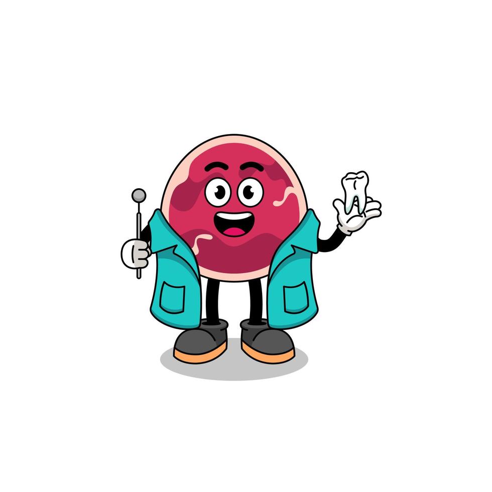 Illustration of meat mascot as a dentist vector