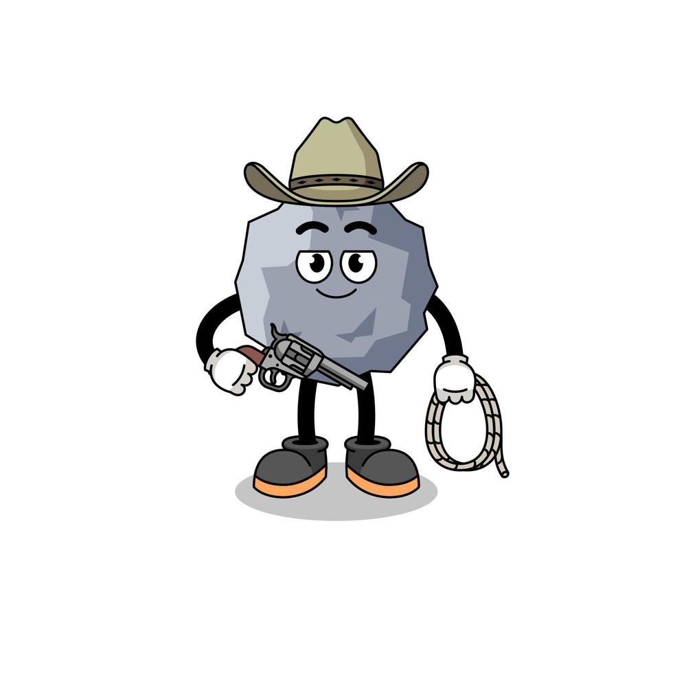 Character mascot of stone as a cowboy vector