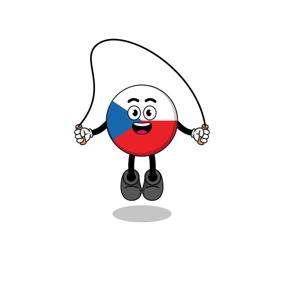 czech republic mascot cartoon is playing skipping rope vector