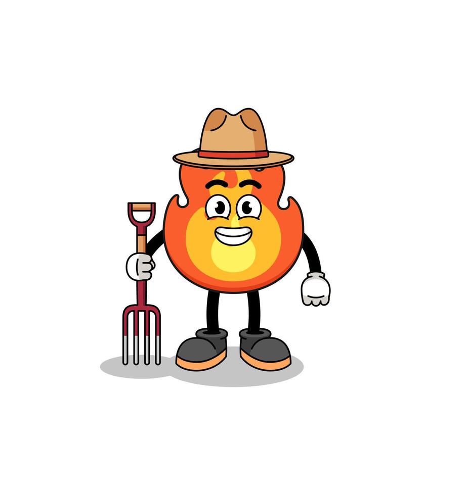 Cartoon mascot of fire farmer vector