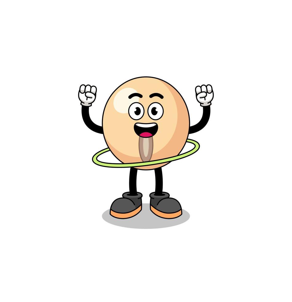 ilustración de personaje de frijol de soya jugando hula hoop vector