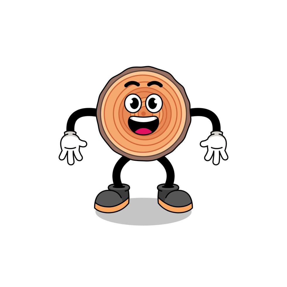 wood trunk cartoon with surprised gesture vector
