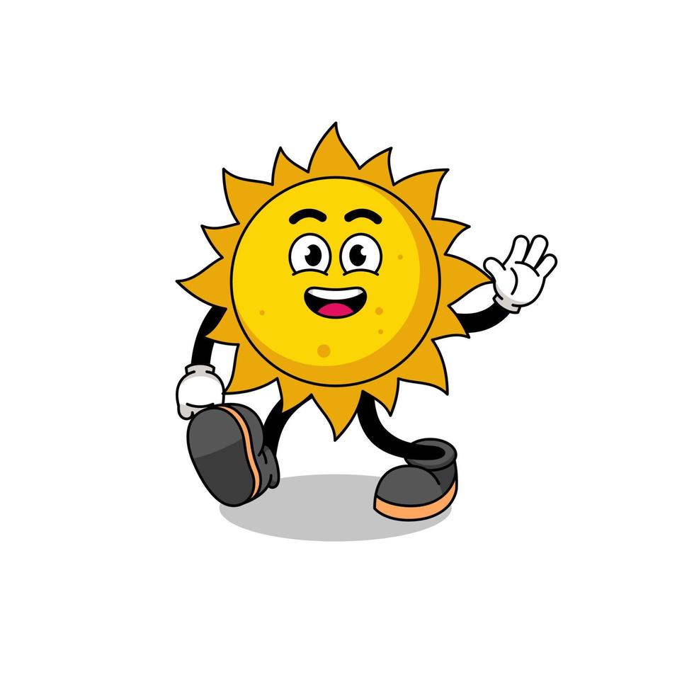 sun cartoon walking vector