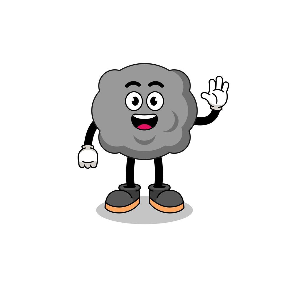 dark cloud cartoon doing wave hand gesture vector