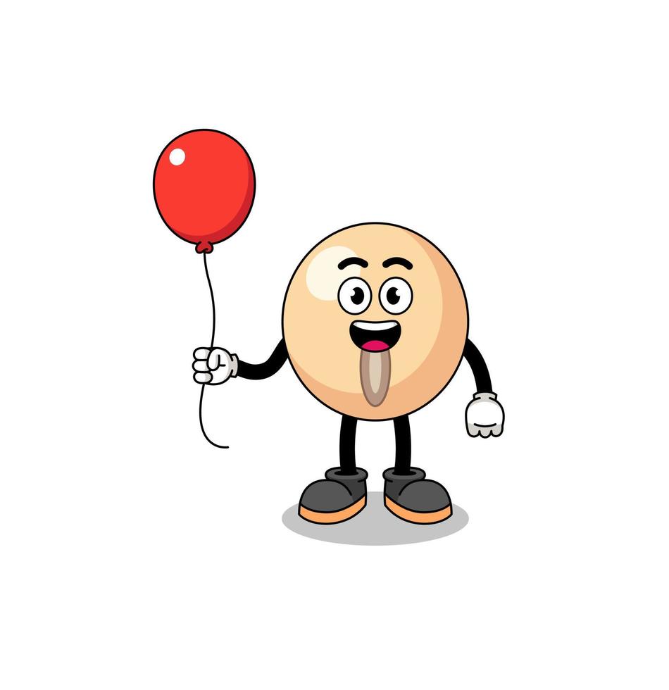 Cartoon of soy bean holding a balloon vector