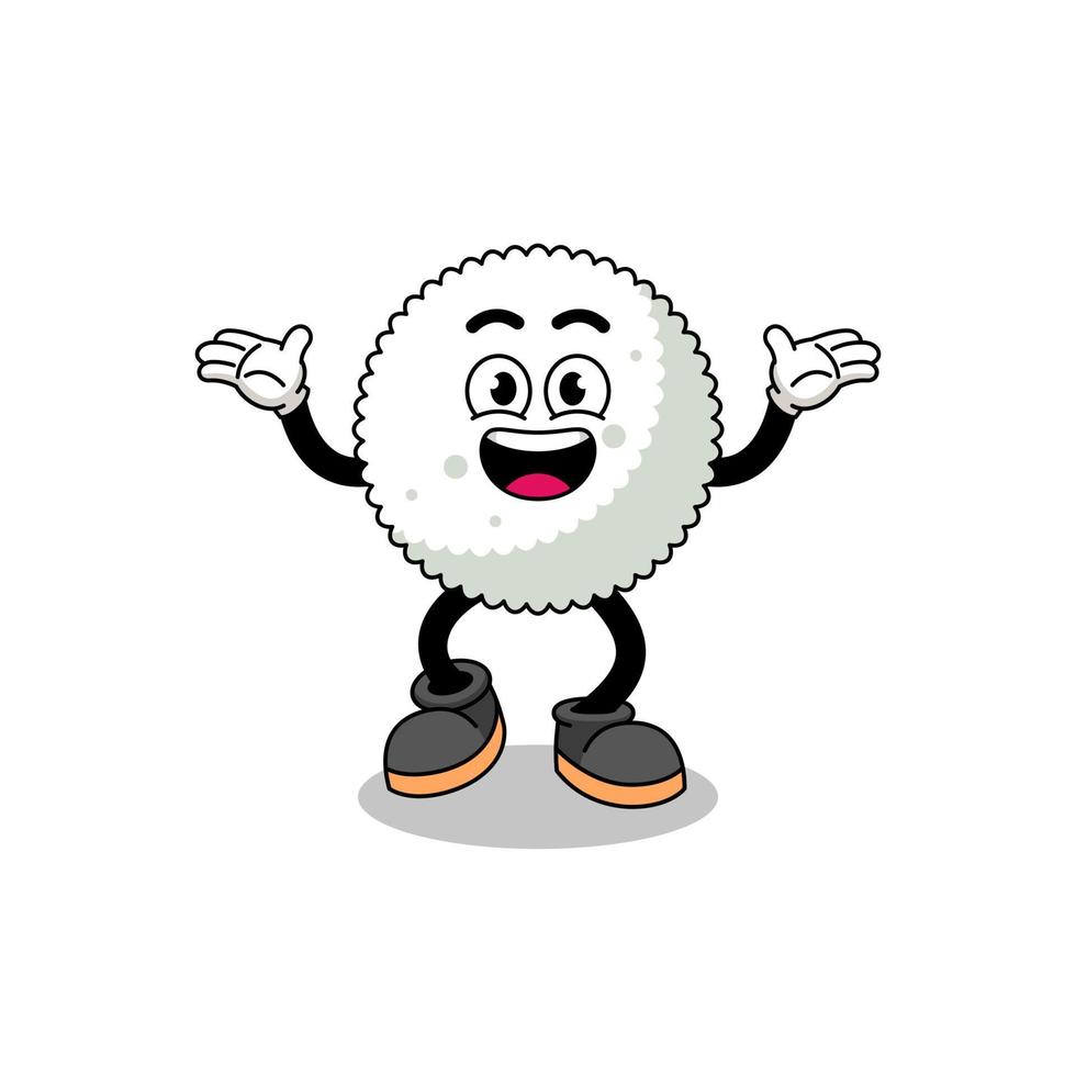 rice ball cartoon searching with happy gesture vector