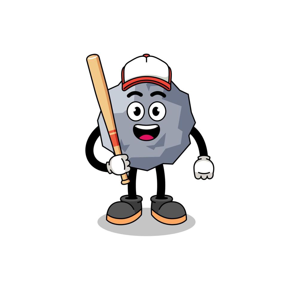 stone mascot cartoon as a baseball player vector