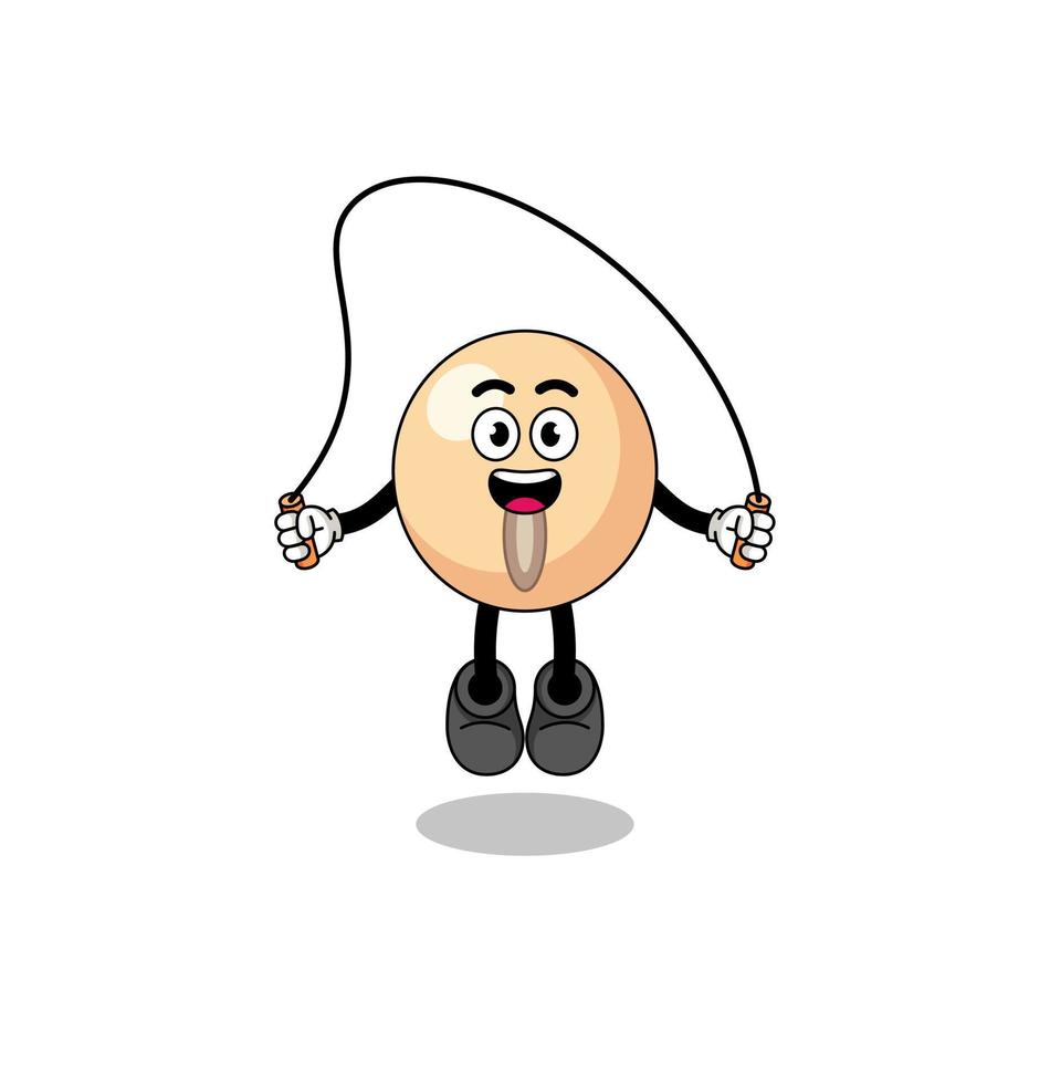 soy bean mascot cartoon is playing skipping rope vector