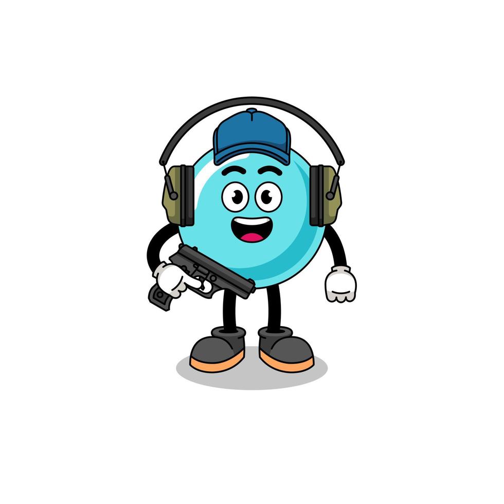 Character mascot of bubble doing shooting range vector