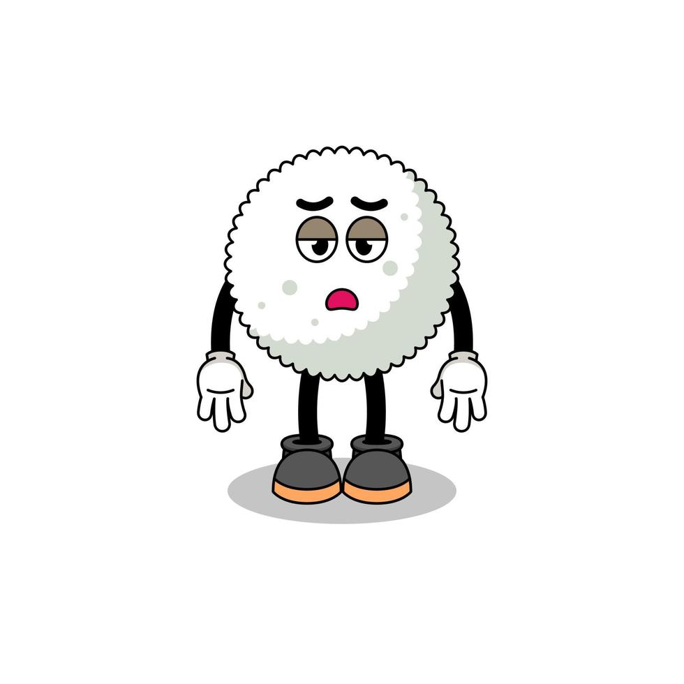 rice ball cartoon with fatigue gesture vector