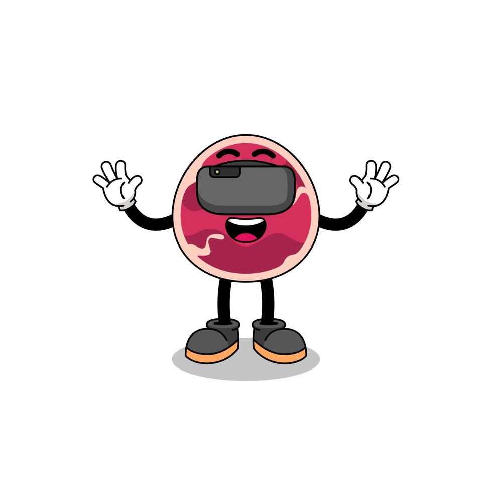 Illustration of meat with a vr headset vector