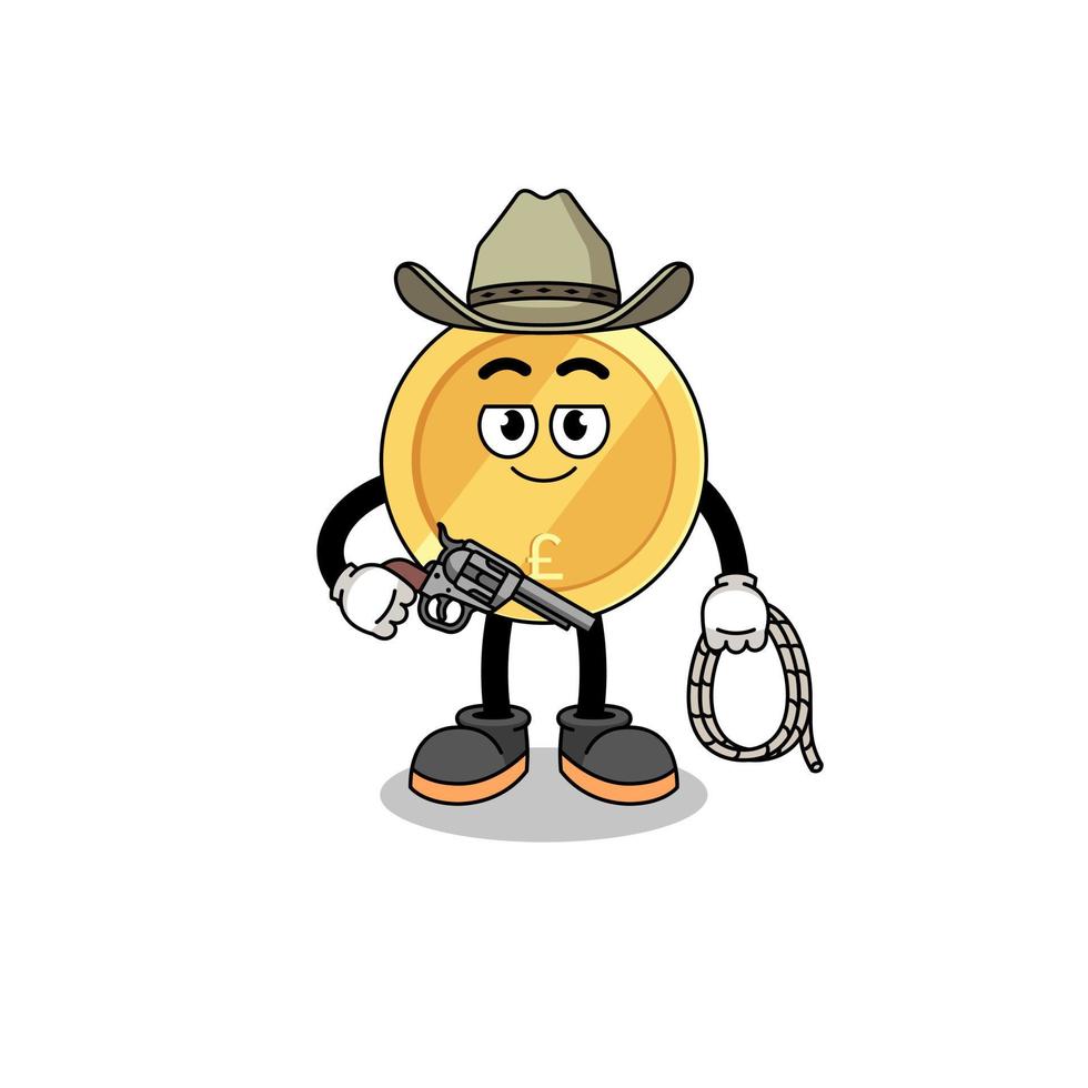 Character mascot of pound sterling as a cowboy vector