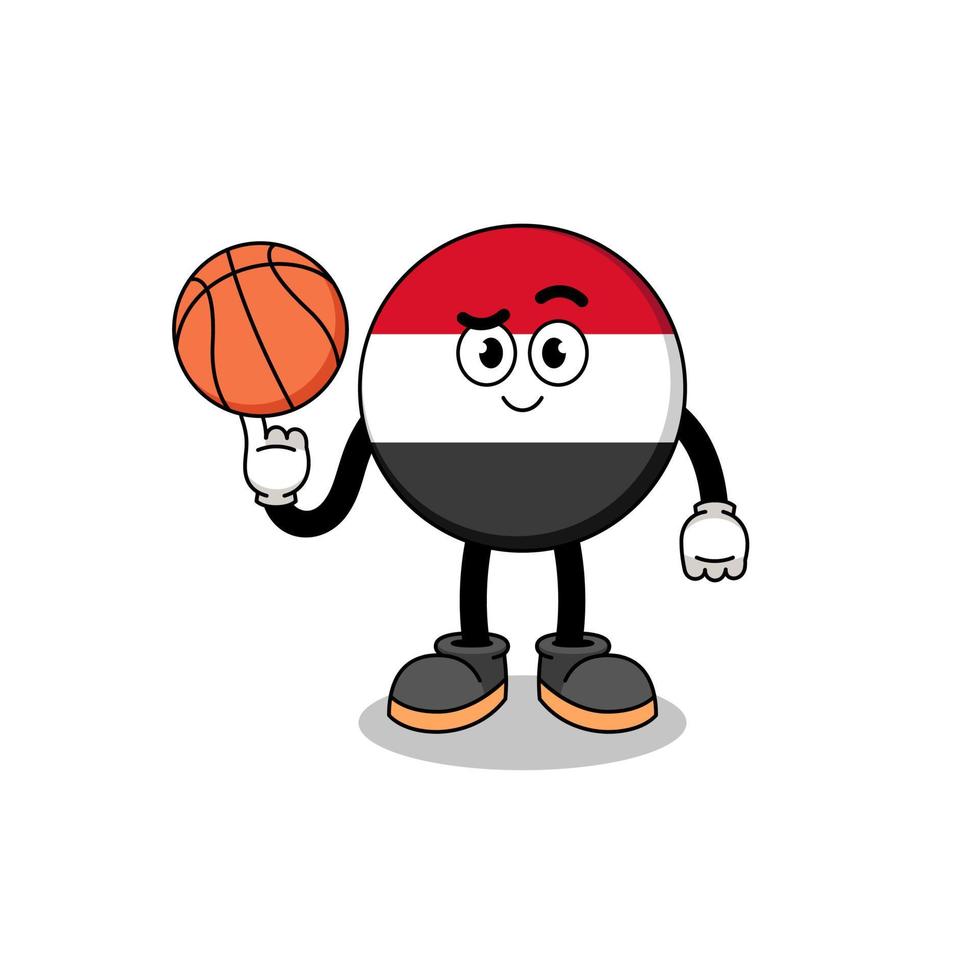 yemen flag illustration as a basketball player vector