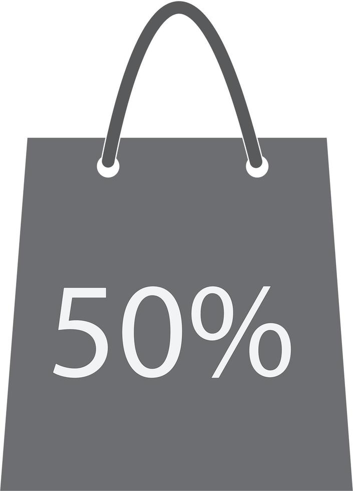 bolsa de compras con la venta, 50 por ciento. símbolo de descuento. vector