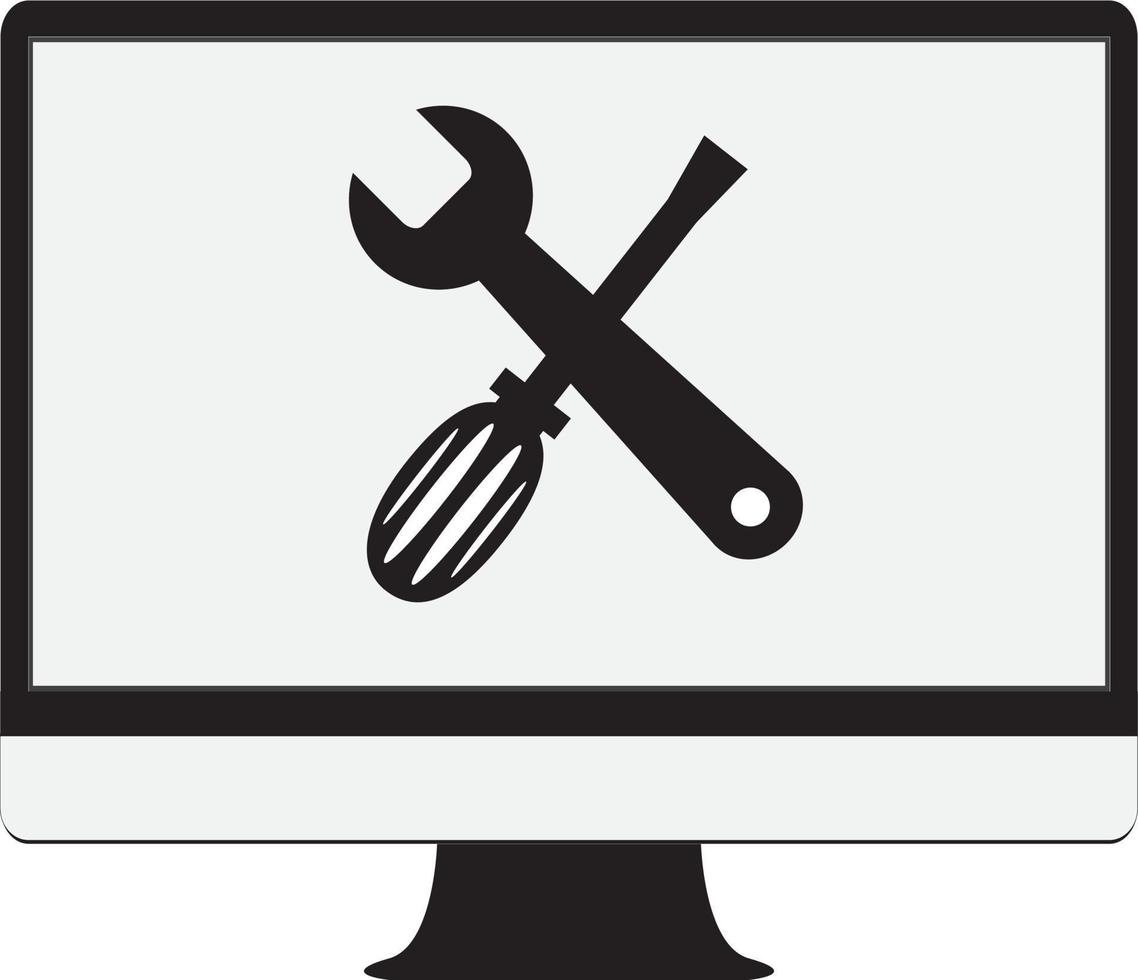 icono de la computadora de servicio sobre fondo blanco. diseño de estilo plano. señal de la computadora de servicio. icono de cuaderno de servicio. icono de supervisor de servicio. vector