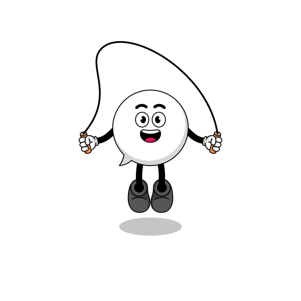 speech bubble mascot cartoon is playing skipping rope vector