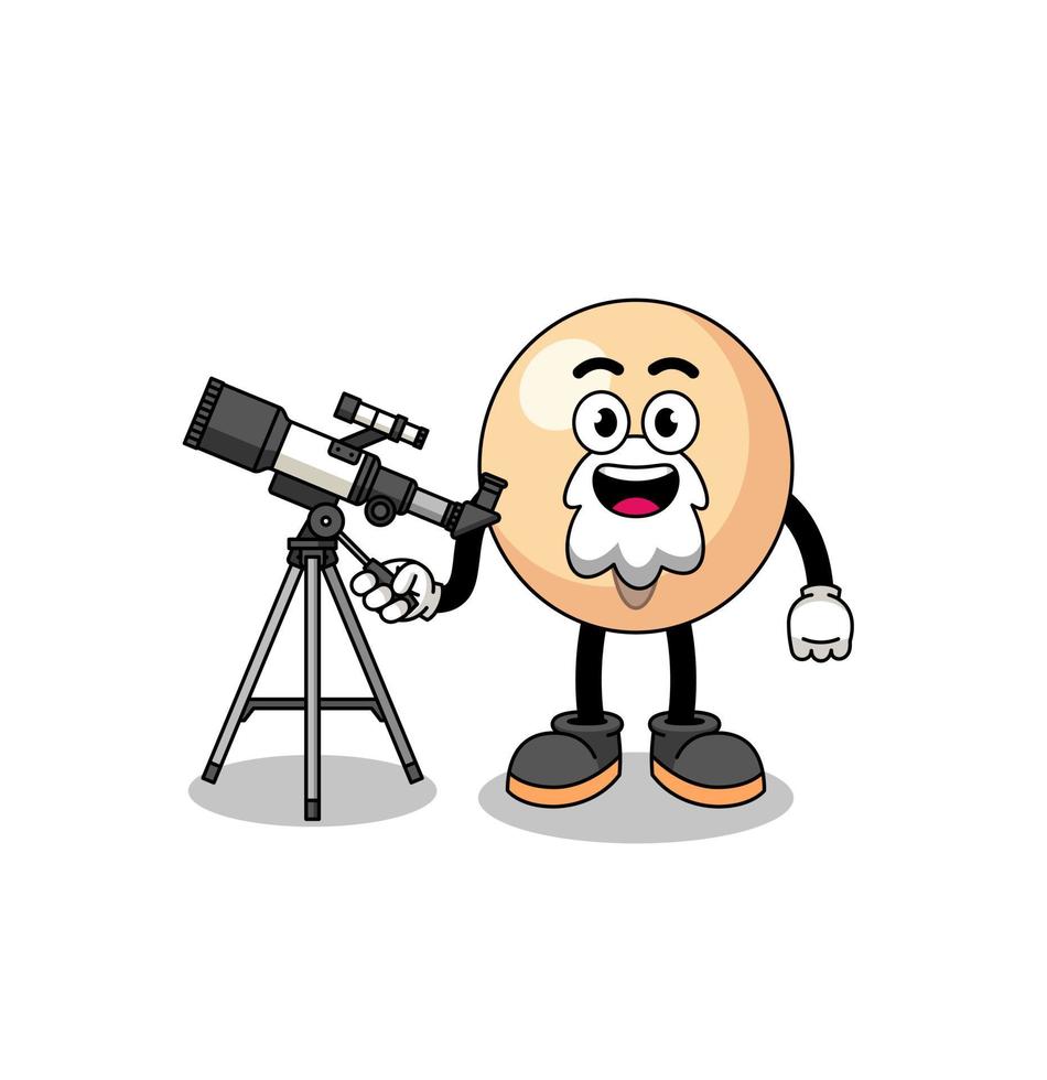 Illustration of soy bean mascot as an astronomer vector