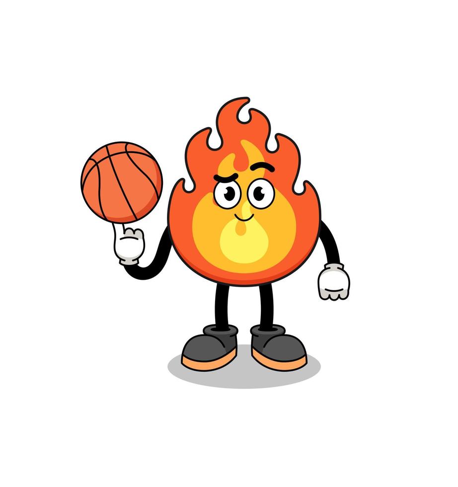 ilustración de fuego como jugador de baloncesto vector