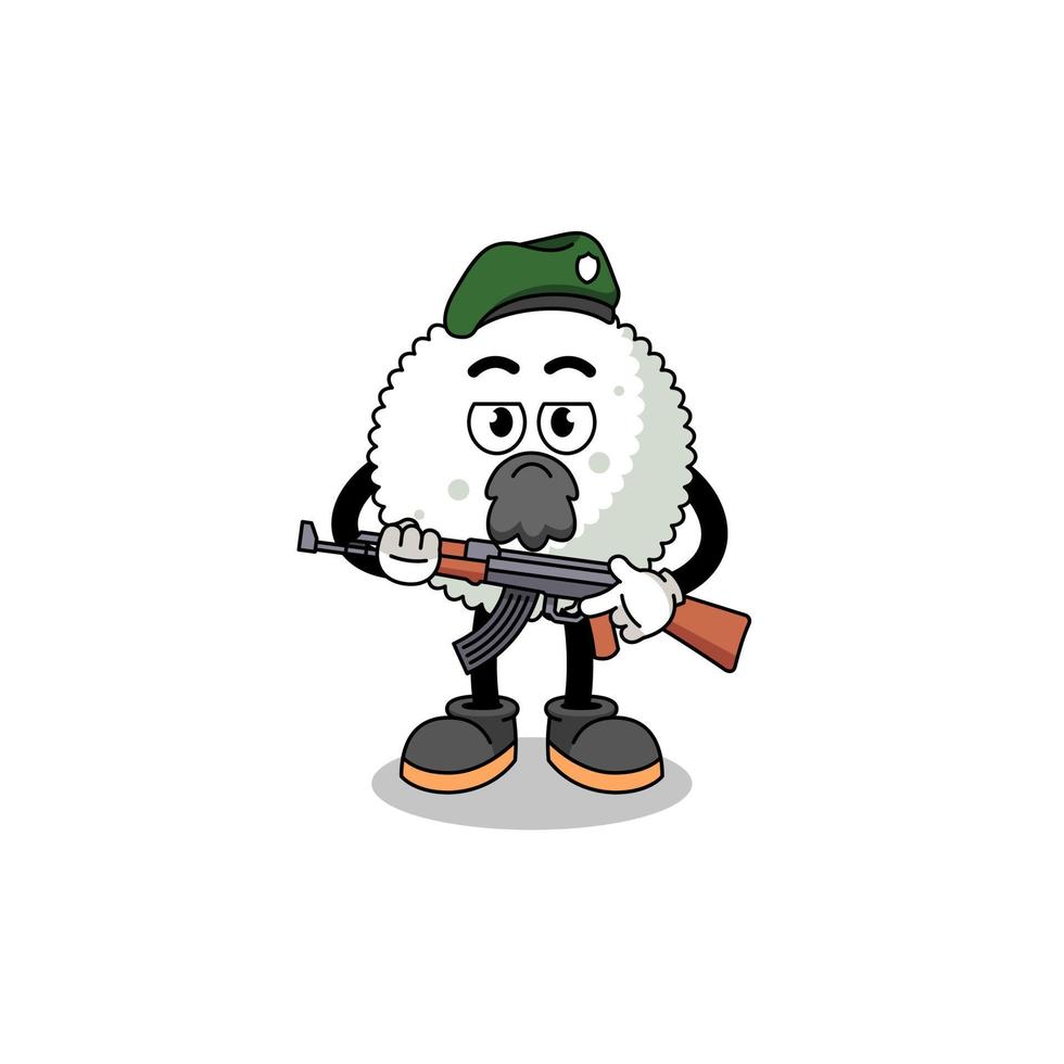 Character cartoon of rice ball as a special force vector