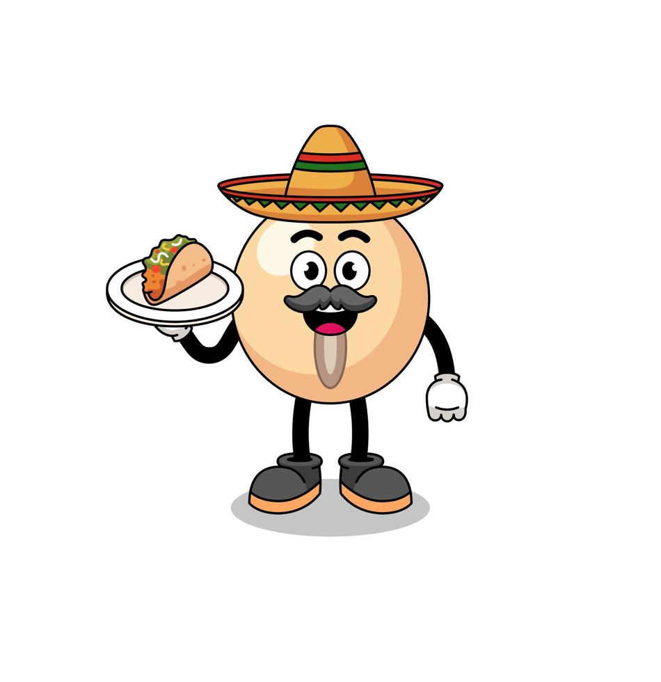 caricatura de personaje de frijol de soya como chef mexicano vector