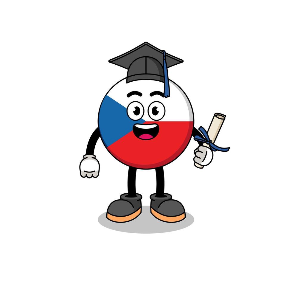 czech republic mascot with graduation pose vector