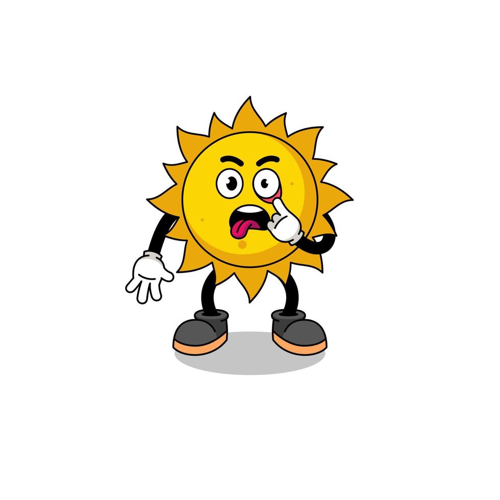 Character Illustration of sun with tongue sticking out vector