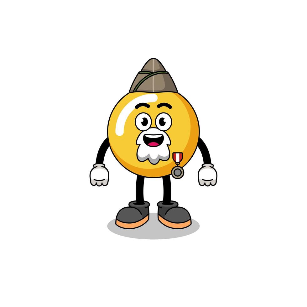 Character cartoon of egg yolk as a veteran vector