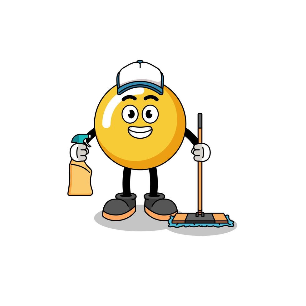 Character mascot of egg yolk as a cleaning services vector