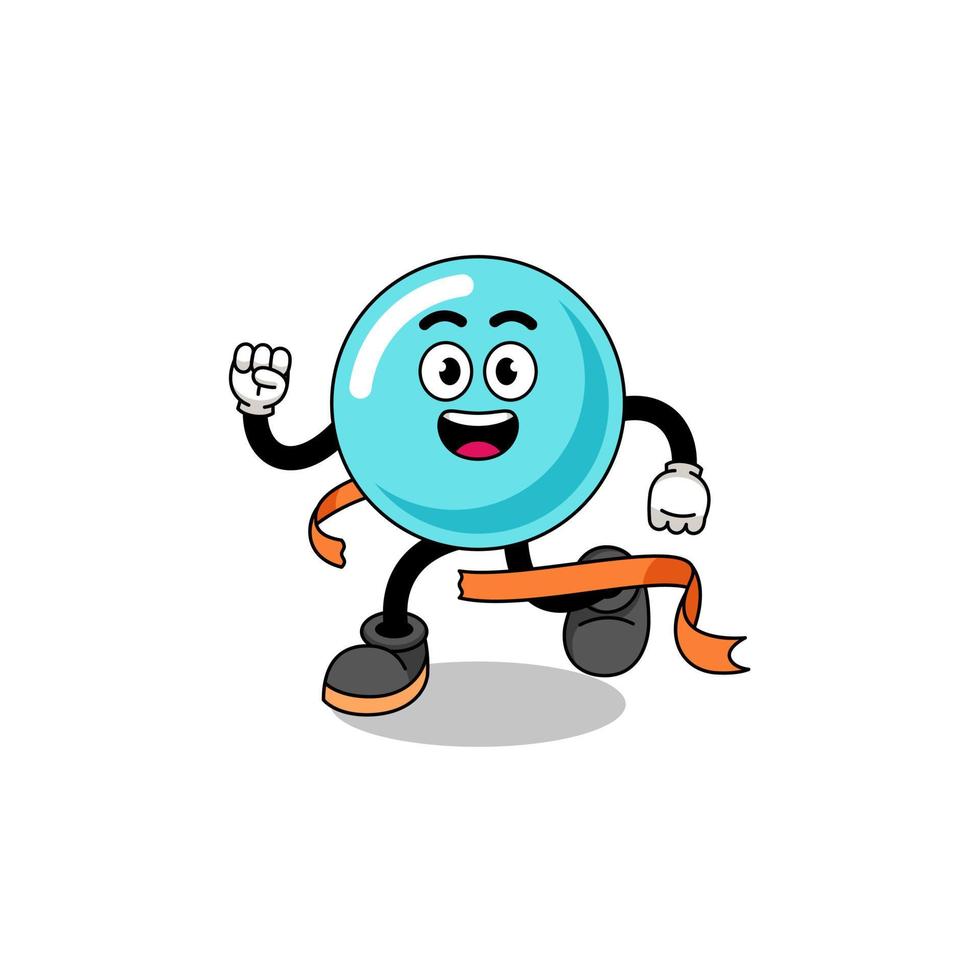 caricatura de mascota de burbuja corriendo en la línea de meta vector