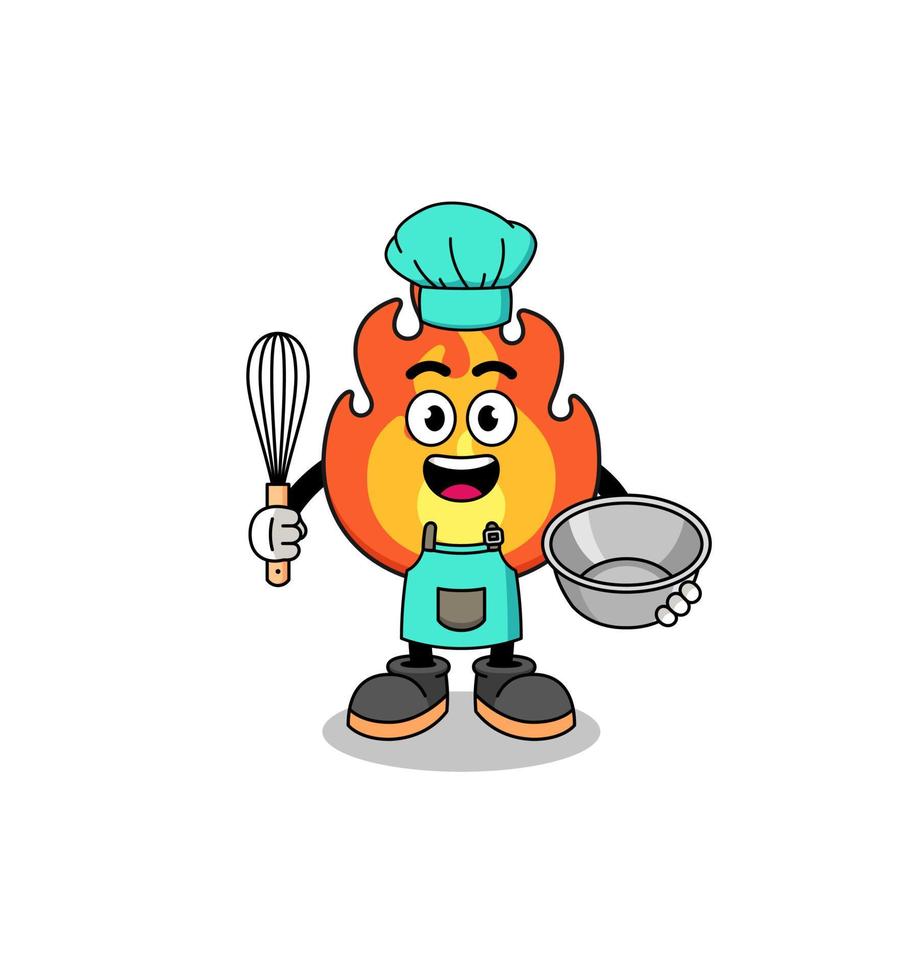 Illustration of fire as a bakery chef vector