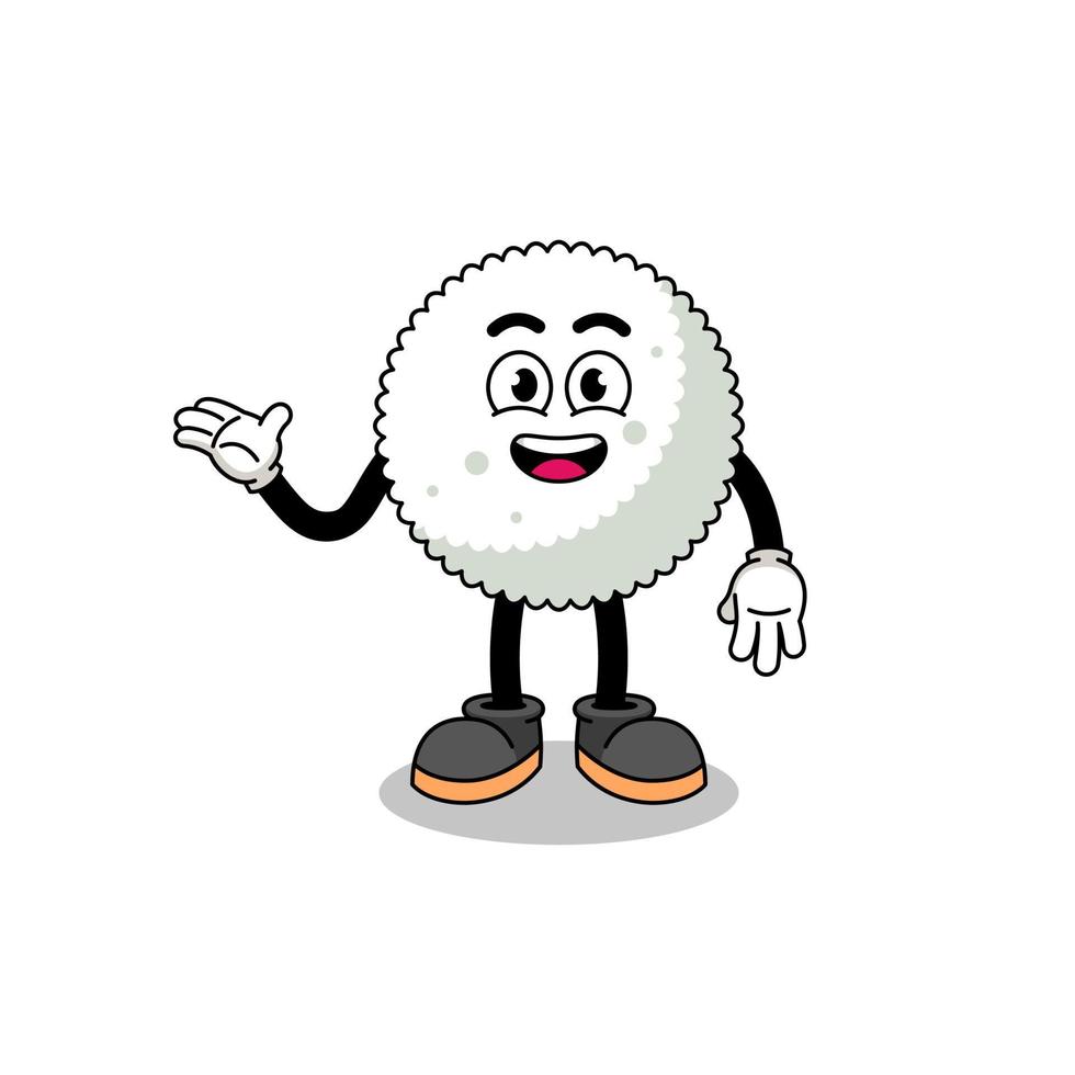rice ball cartoon with welcome pose vector