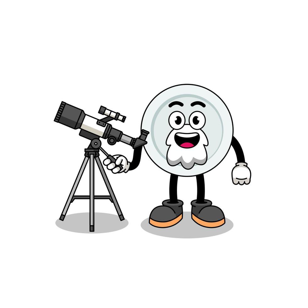 Illustration of plate mascot as an astronomer vector