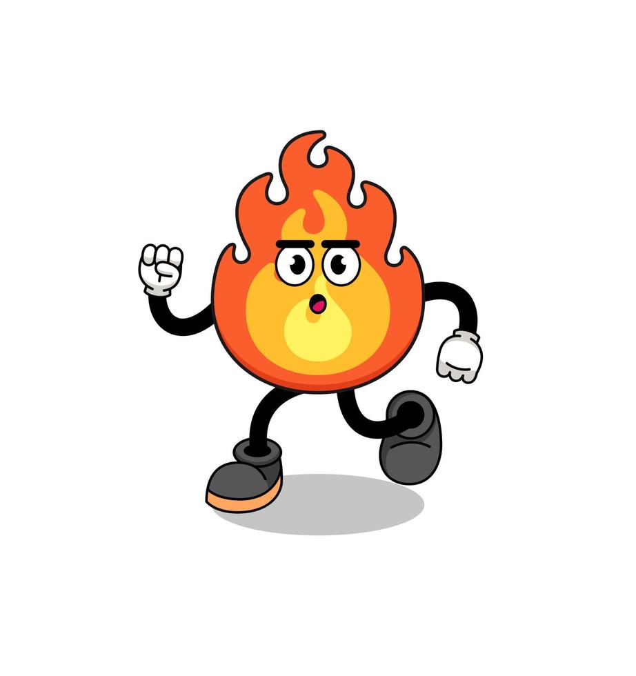 running fire mascot illustration vector